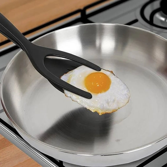 Versatile 2-in-1 Non-Stick Flip & Grip Spatula-Tongs: Perfect for Eggs, Steaks, and Pancakes