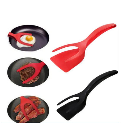 Versatile 2-in-1 Non-Stick Flip & Grip Spatula-Tongs: Perfect for Eggs, Steaks, and Pancakes