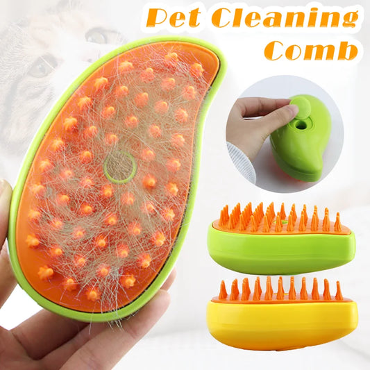 3-in-1 Electric Pet Grooming Comb: Steamy Dog and Cat Hair Brush with Massage and Spray Features for Efficient Hair Removal