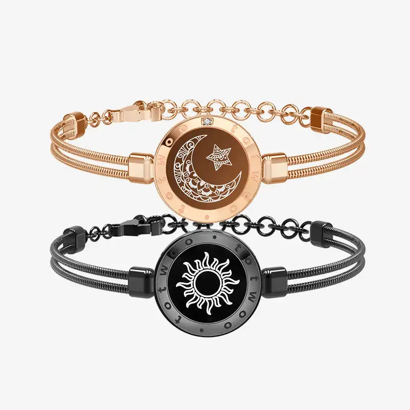 Sun & Moon Sync: The Ultimate Couples' Connection Bracelets - Light & Vibration for Long-Distance Love