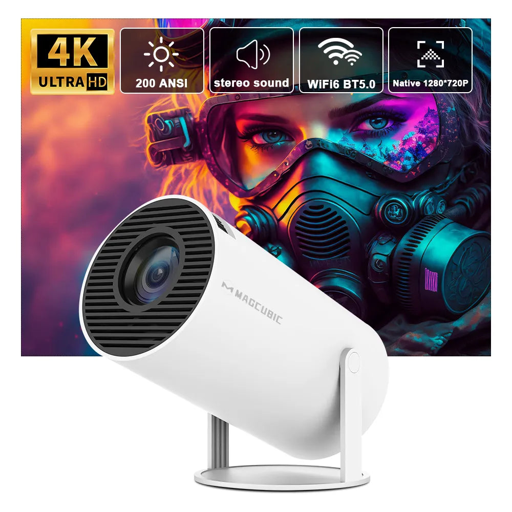 Pocket Cinema Pro: Ultra-Portable 4K Android 11 Projector with Dual WiFi 6, Bright 200 ANSI, Allwinner H713, Bluetooth 5.0 - High-Definition Entertainment Anywhere, Anytime