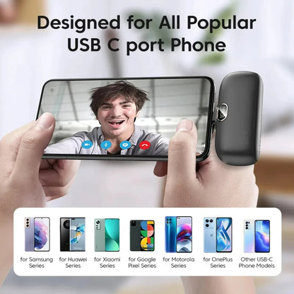 "Pocket Power Pro: 10,000mAh Compact Charger for iPhone, Samsung, Huawei - Plug & Play Type-C"