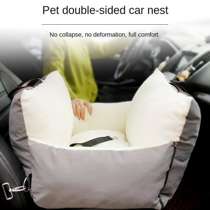 Double-Sided, Washable Pet Car Seat & Bed: Ultimate Comfort & Safety for Your Furry Friend