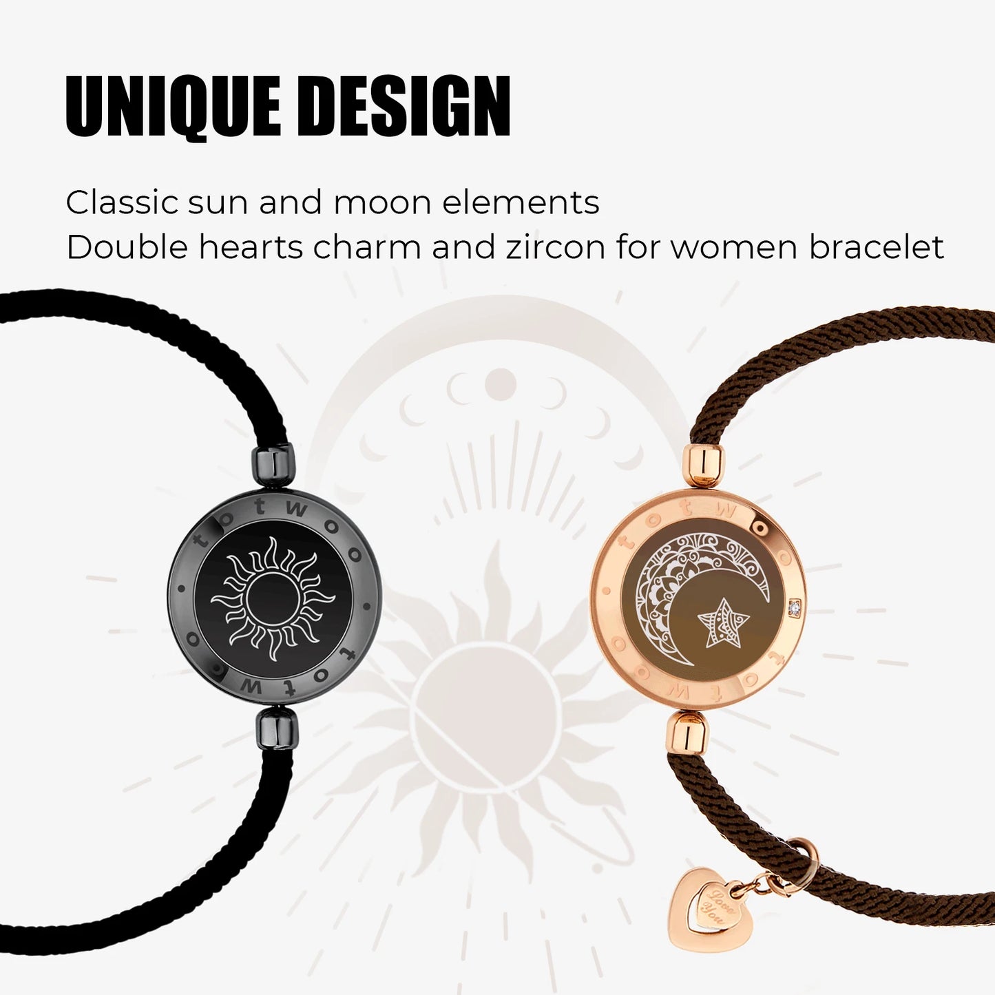 Sun & Moon Sync: The Ultimate Couples' Connection Bracelets - Light & Vibration for Long-Distance Love