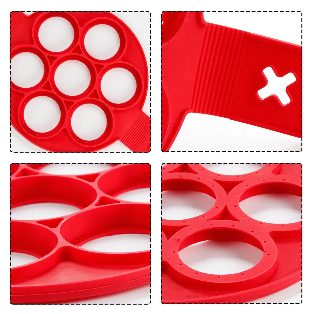 "Flip 'N' Sizzle Pancake Pro: 7-Slot Silicone Wonder Mold for Perfect Pancakes & Eggs Every Time!